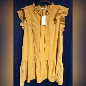 Women's Yellow Ruffle Mini Dress